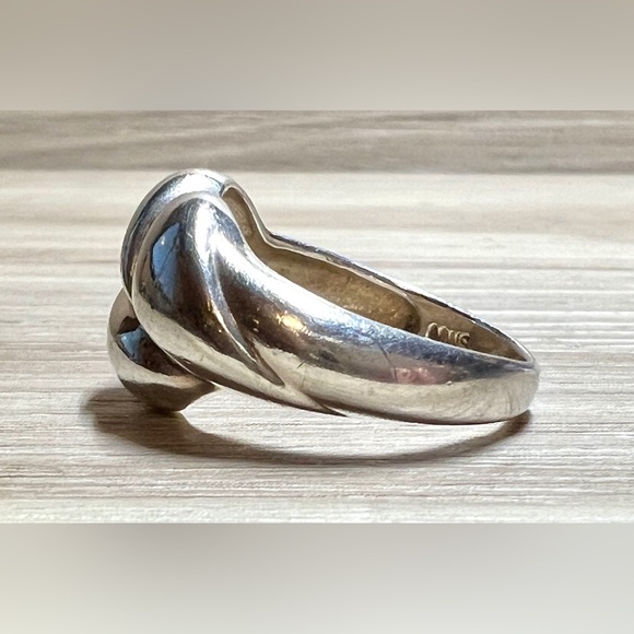 Vintage Designer Signed MWS Sterling Silver Abstract Modernist Ring, Size 8.5 - Picture 3 of 11